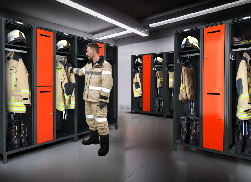 Locker rooms for fire stations