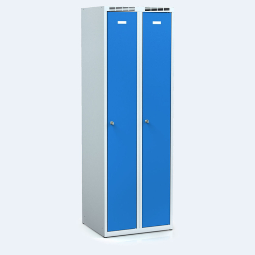 Cloakroom locker ALDOP 1800 x 600 x 500 - metal locker, gray-blue, 2x double-plated doors