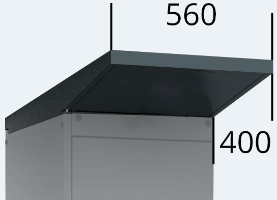 Overhang for outdoor cabinet units 560