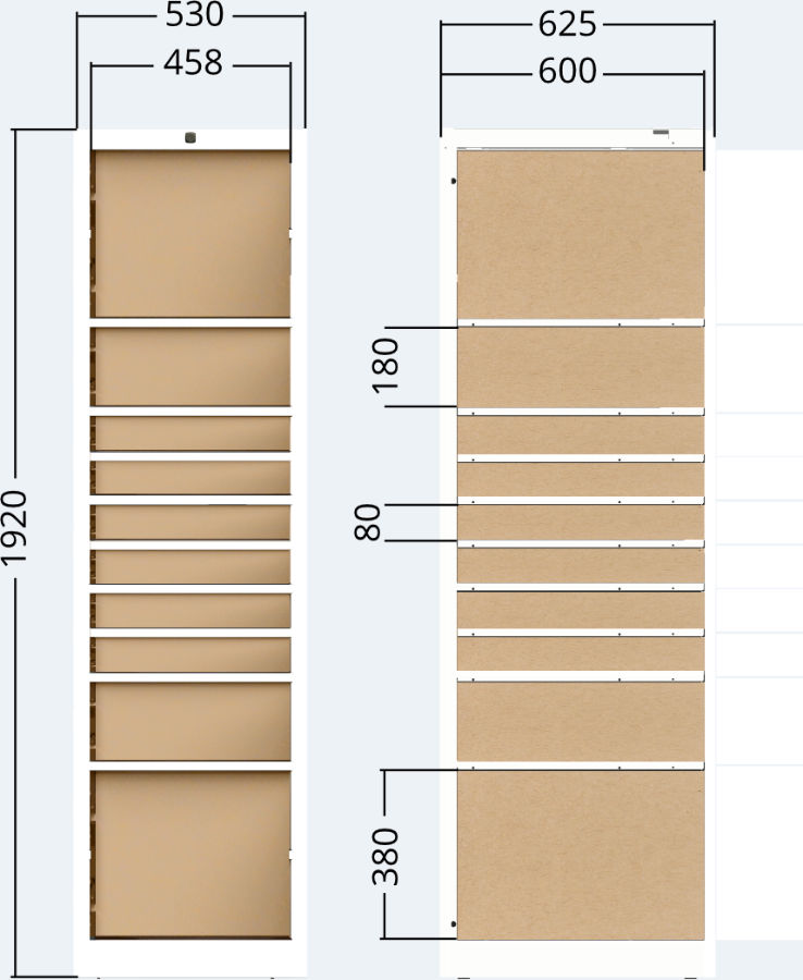 Indoor cabinet unit of the parcel delivery station 10x door