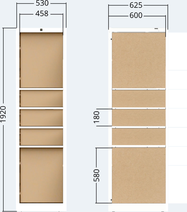 Indoor cabinet unit of the parcel delivery station 5x door