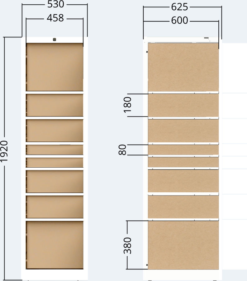 Indoor cabinet unit of the parcel delivery station 8x door