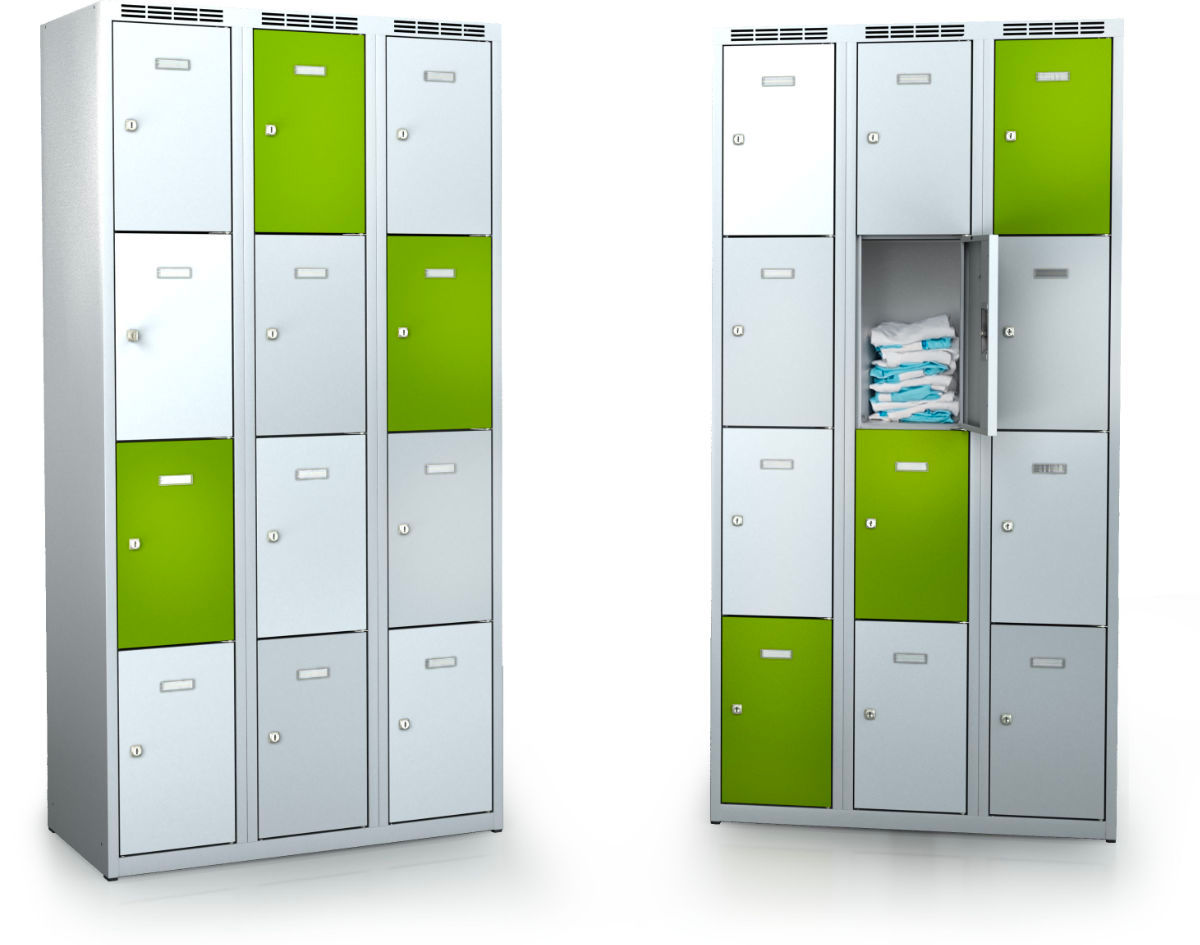 Metal lockers with lockable boxes