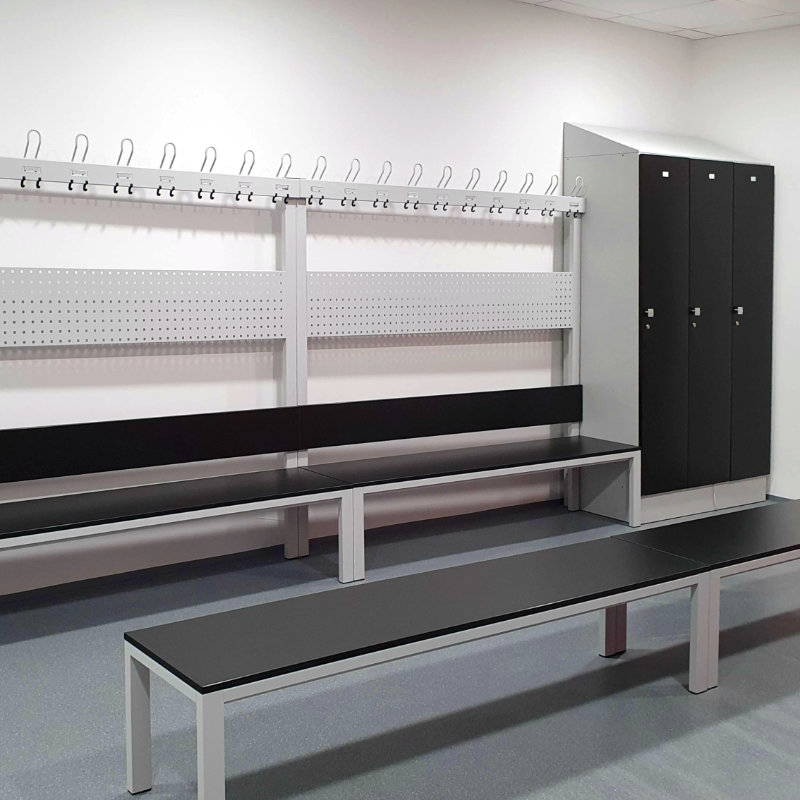 Benches with hangers and garment lockers