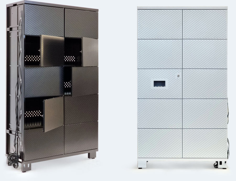 Electronically lockable locker unit for shared workspaces