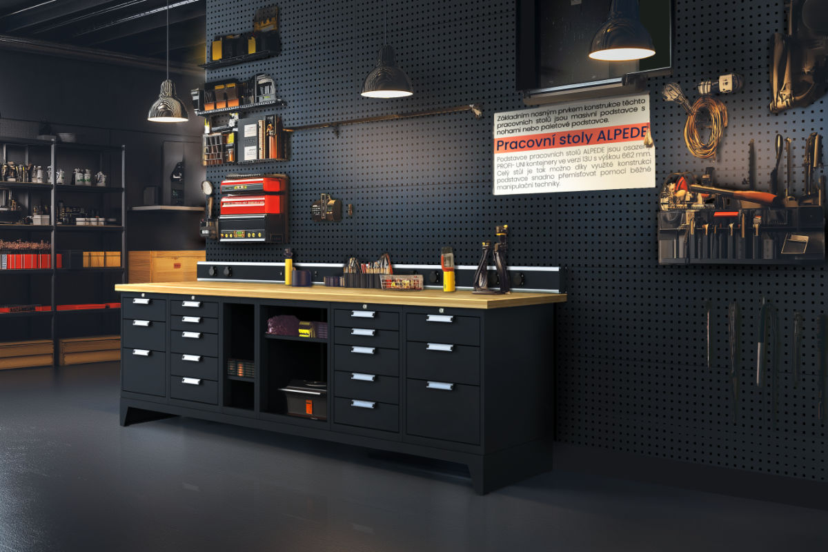 ALPEDE workshop tables for standing work