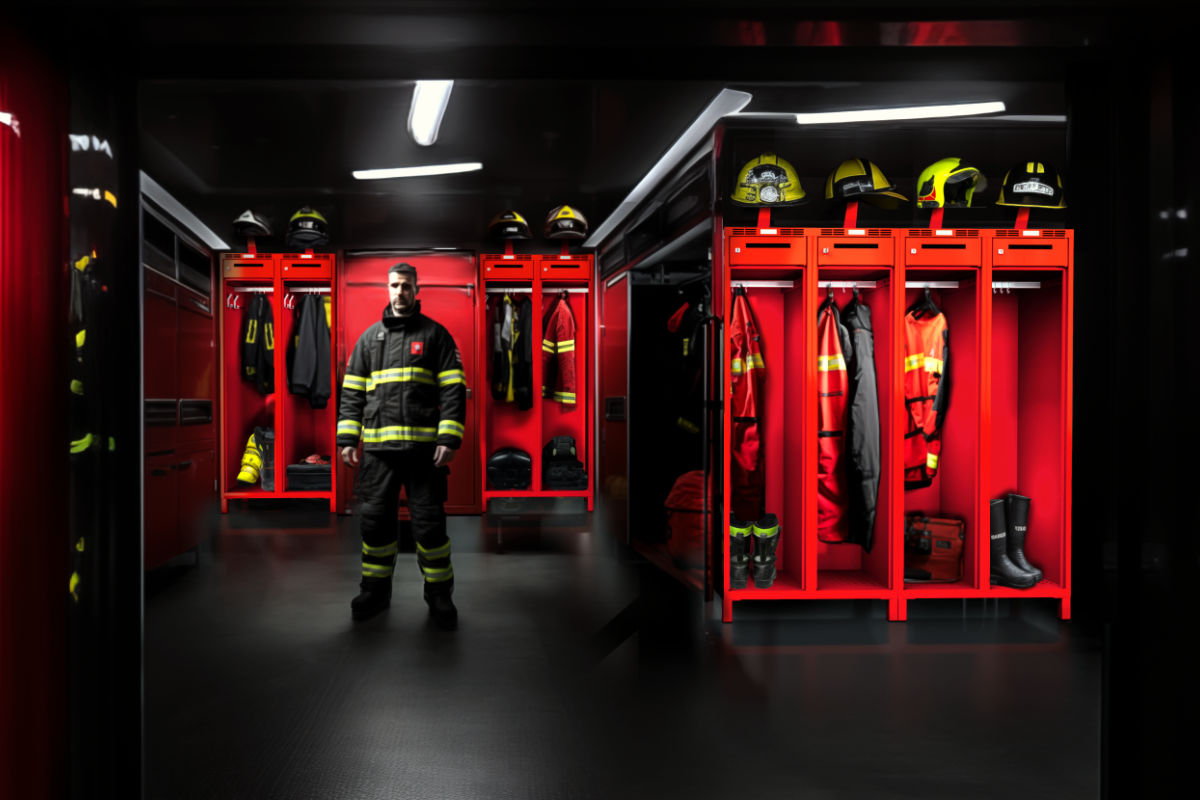 Set of lockers for 2 persons. Upper helmet holder.