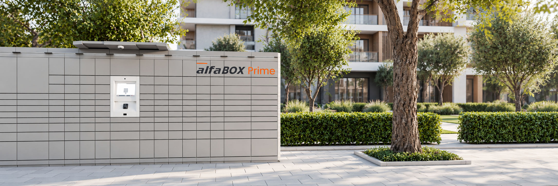 The high-capacity alfaBOX Prime parcel locker as part of modern delivery infrastructure.