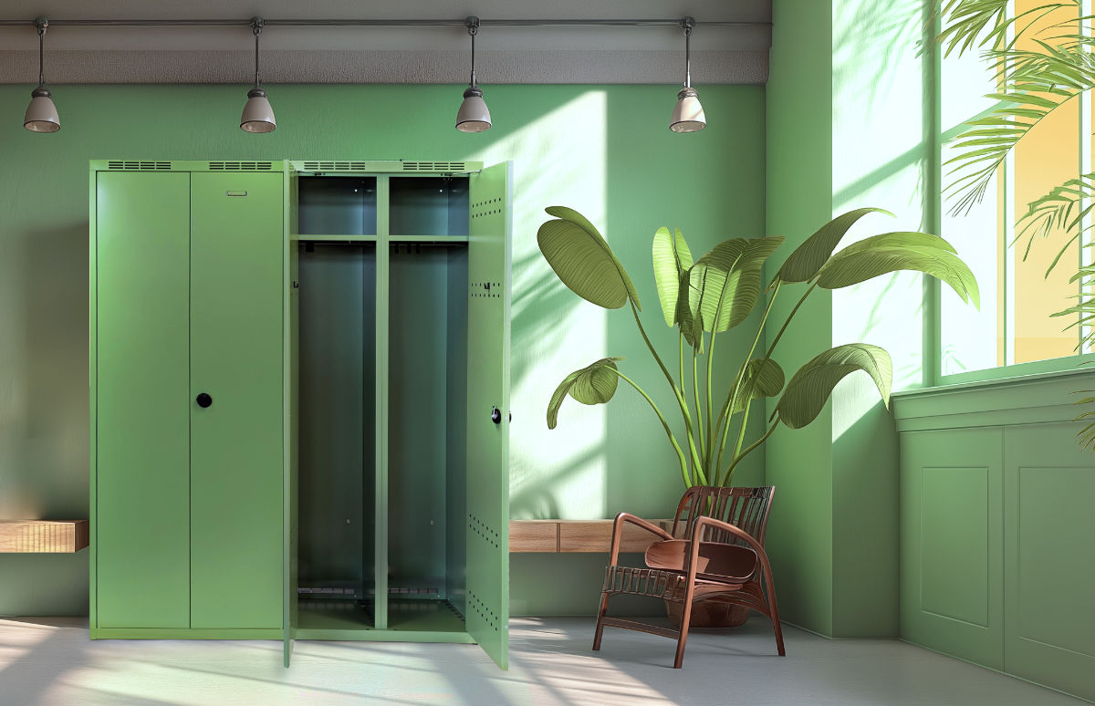 Colorful partitioned wardrobes will complement your space