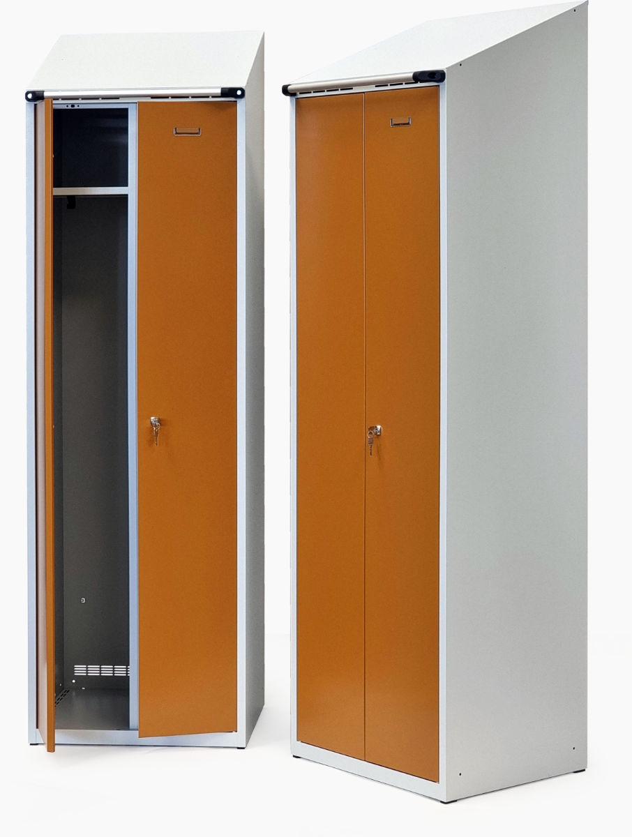 Metal wardrobes of the ALSIN model series, large storage space, practical towel rail