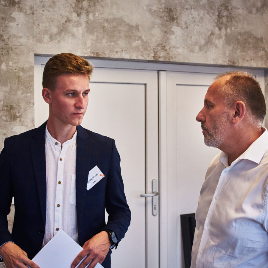 The winner, in conversation with the company’s Executive Director Martin Pritula.