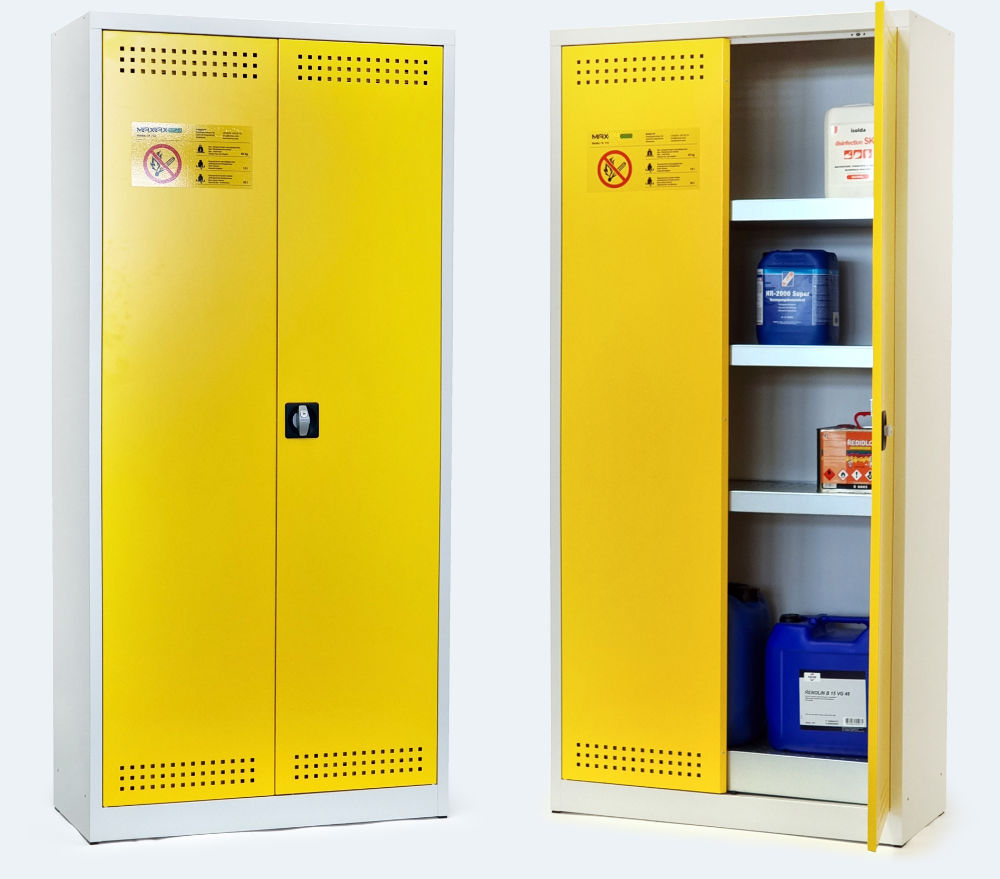 Sheet metal chemical storage cabinet