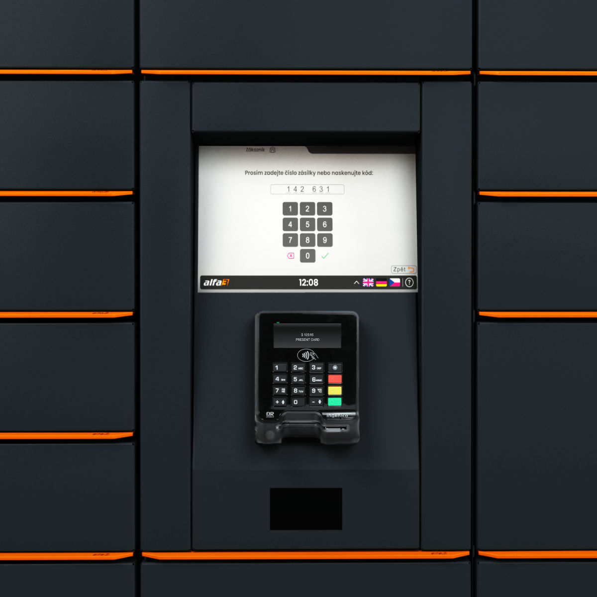 The Flex parcel locker is controlled via a 7” touchscreen display The Flex parcel locker is controlled via a 7” touchscreen display