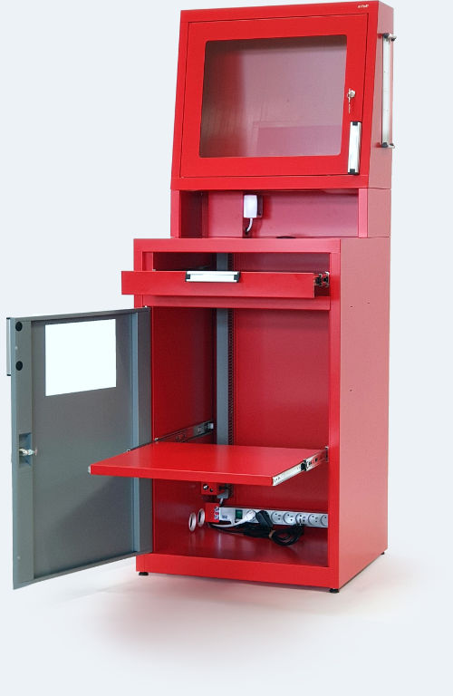 Metal computer cabinet for manufacturing plants