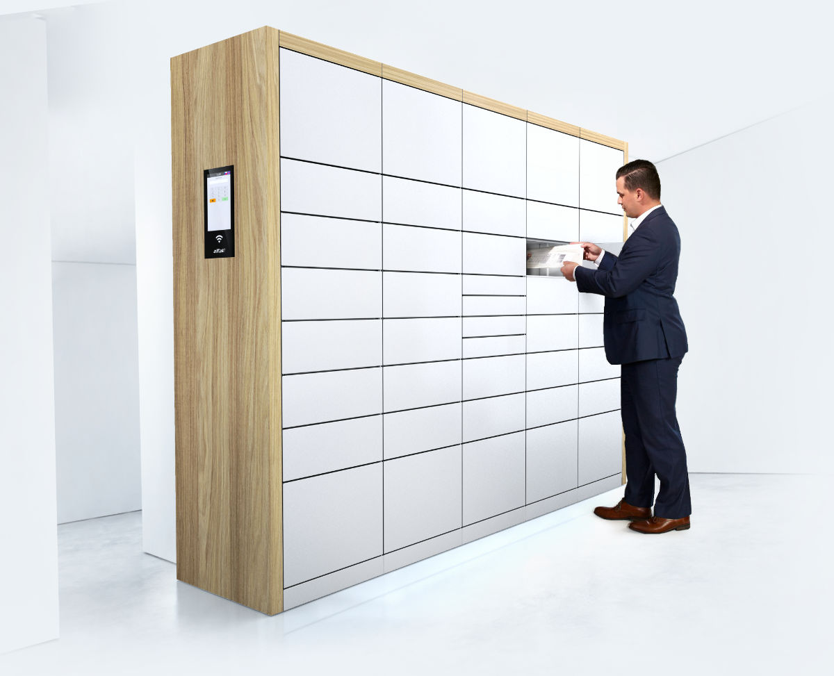 Indoor delivery parcel stations are used by shipping companies