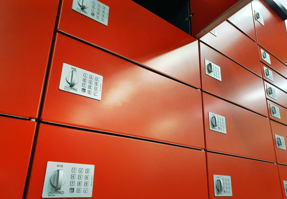 Package delivery locker, combination of multiple door heights