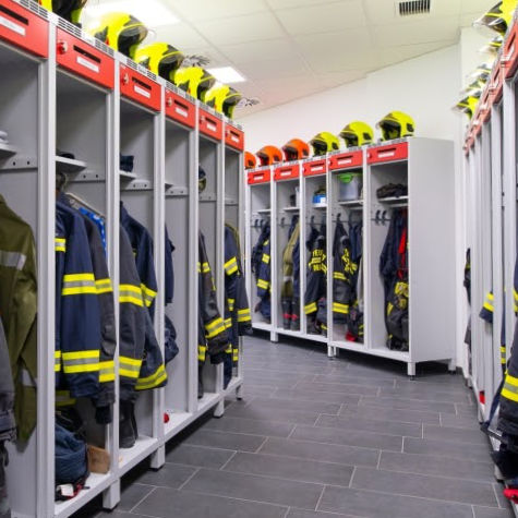 Standard firefighter lockers fir storing firefighter suits and helmets, the H3GF model line
