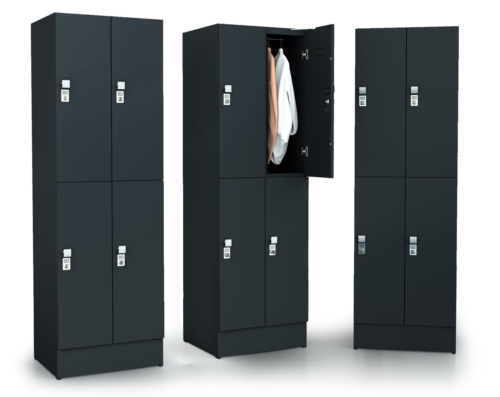 Divided premium locker with loaded metal doors	