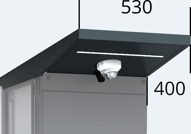 Top camera - 5G Antenna with an overhang for outdoor cabinet units 530