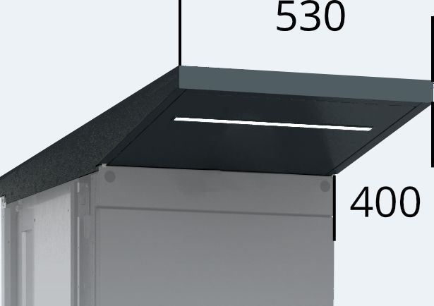 Overhang for outdoor cabinet units 530