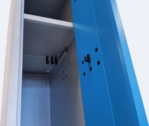 Cloakroom locker ALDOP 1800 x 600 x 500 - metal locker, gray-blue, 2x double-plated doors-detail-1
