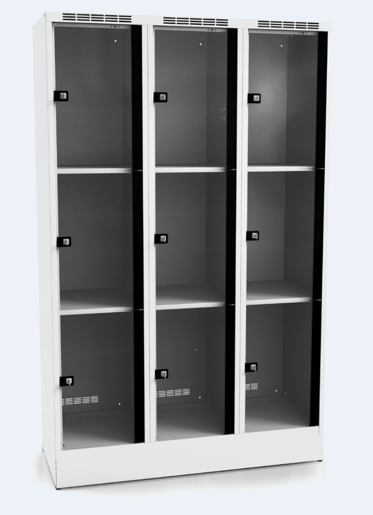  Locker with nine glass-filled doors 1920 x 1200 x 500