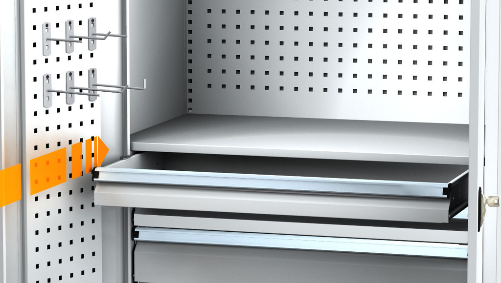 Damped closing of drawers for system cupboards