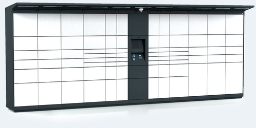 Outdoor parcel delivery unit with 85 boxes
