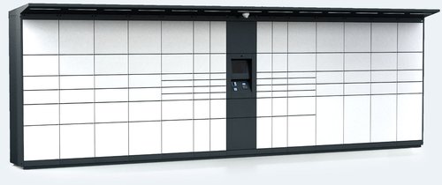 Outdoor parcel delivery unit with 96 boxes