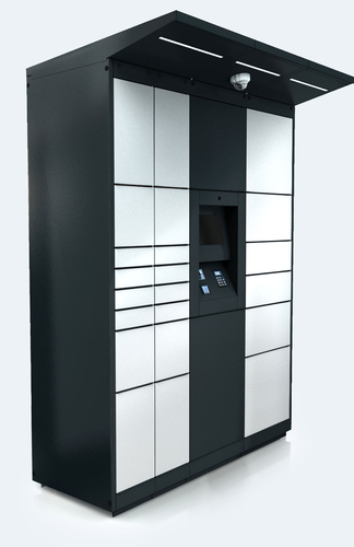 Outdoor parcel delivery unit with 26 boxes