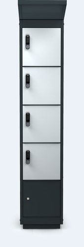 E-Bike Charging Locker – 4 Compartments - Complete ALFA 3 charging station for e-bikes – secure storage and power supply