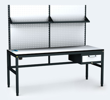 ESD - ALGERS Workbench - 1665 - 1905 x 1600 x 700 mm -container - perfo - shelf