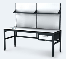ESD - ALGERS Workbench - 1665 - 1905 x 1600 x 700 mm -container - perfo - shelf