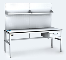 ESD - ALGERS Workbench - 1665 - 1905 x 1600 x 700 mm -container - perfo - shelf