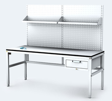 ESD - ALGERS Workbench - 1665 - 1905 x 1600 x 700 mm -container - perfo - shelf