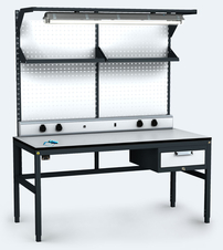 ESD - ALGERS Workbench 1885 - 2125 x 1600 x 700 mm - container - perfo - shelf - light