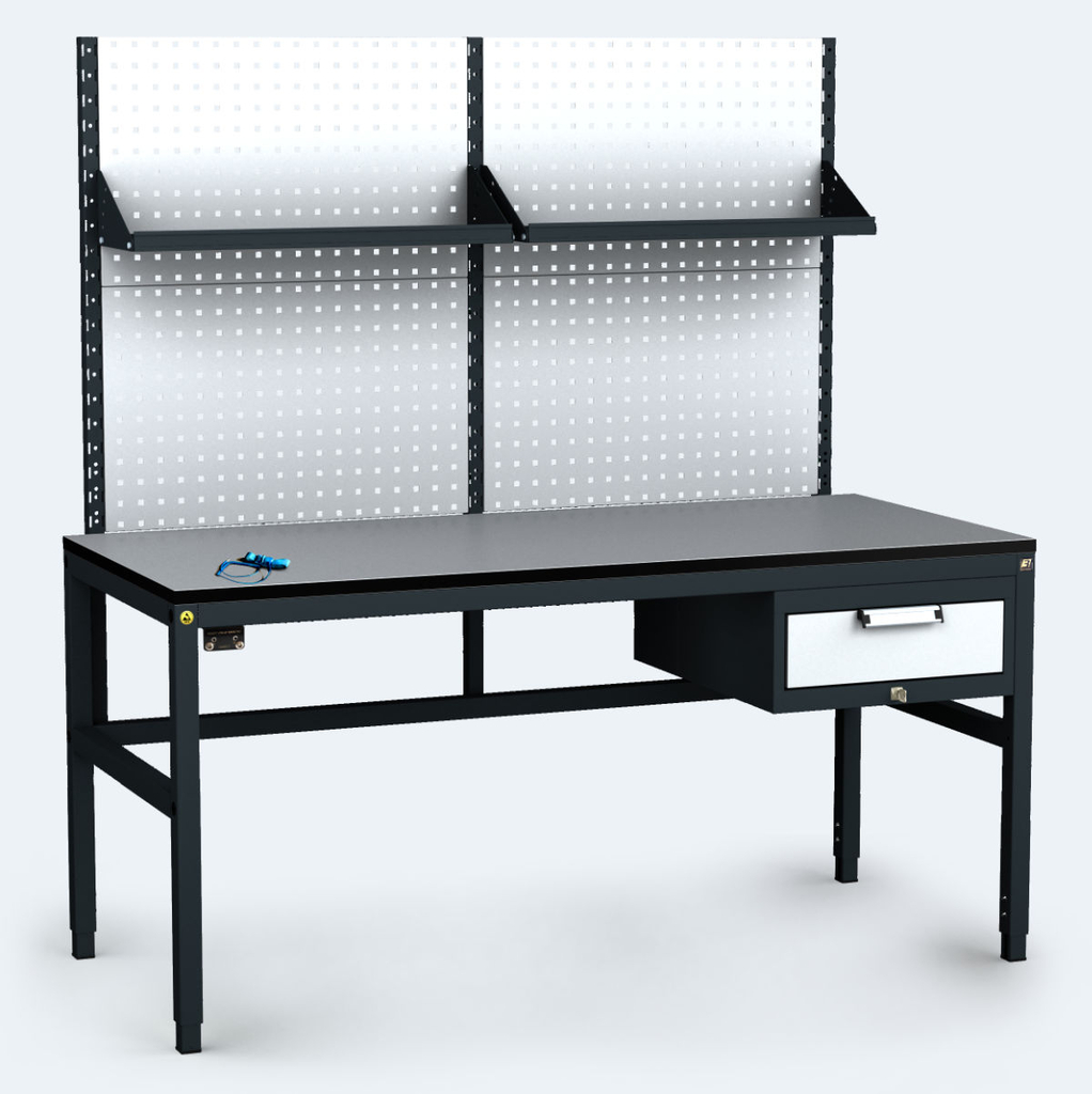 ALGERS Workbench - 1665 - 1905 x 1600 x 700 mm -container - perfo - shelf