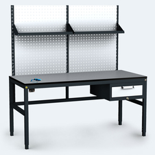 ESD - ALGERS Workbench - 1665 - 1905 x 1600 x 700 mm -container - perfo - shelf