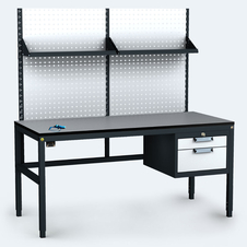 ESD - ALGERS Workbench - 1665 - 1905 x 1600 x 700 mm -container - perfo - shelf