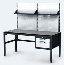 ESD - ALGERS Workbench - 1665 - 1905 x 1600 x 700 mm -container - perfo - shelf
