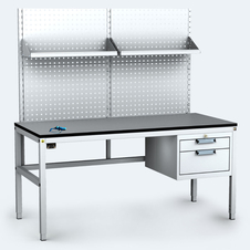 ESD - ALGERS Workbench - 1665 - 1905 x 1600 x 700 mm -container - perfo - shelf