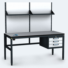 ESD - ALGERS Workbench - 1665 - 1905 x 1600 x 700 mm -container - perfo - shelf