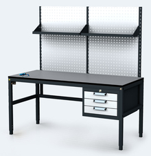 ESD - ALGERS Workbench - 1665 - 1905 x 1600 x 700 mm -container - perfo - shelf