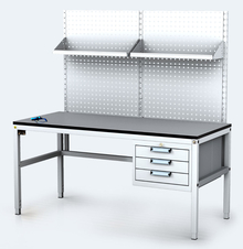 ESD - ALGERS Workbench - 1665 - 1905 x 1600 x 700 mm -container - perfo - shelf