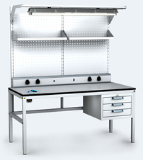 ESD - ALGERS Workbench 1885 - 2125 x 1600 x 700 mm - container - perfo - shelf - light