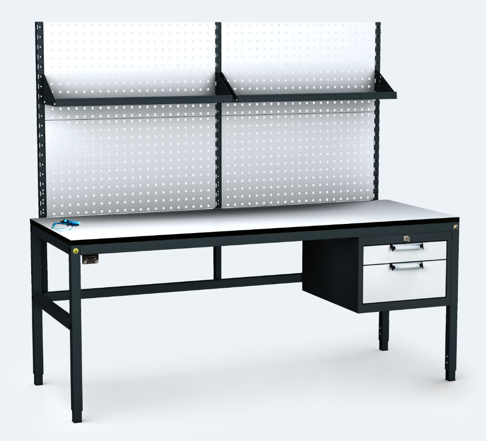 ALGERS Workbench - 1665 - 1905 x 1600 x 700 mm -container - perfo - shelf