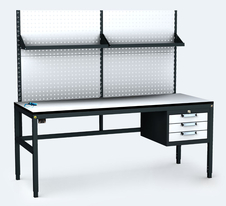ESD - ALGERS Workbench - 1665 - 1905 x 1600 x 700 mm -container - perfo - shelf