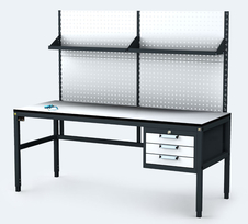 ESD - ALGERS Workbench - 1665 - 1905 x 1600 x 700 mm -container - perfo - shelf