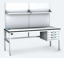 ESD - ALGERS Workbench - 1665 - 1905 x 1600 x 700 mm -container - perfo - shelf