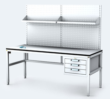 ESD - ALGERS Workbench - 1665 - 1905 x 1600 x 700 mm -container - perfo - shelf